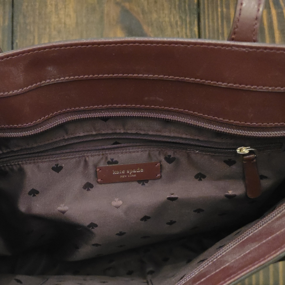Kate Spade Deep Burgundy Tote with Floral Charm - Picture 6 of 6